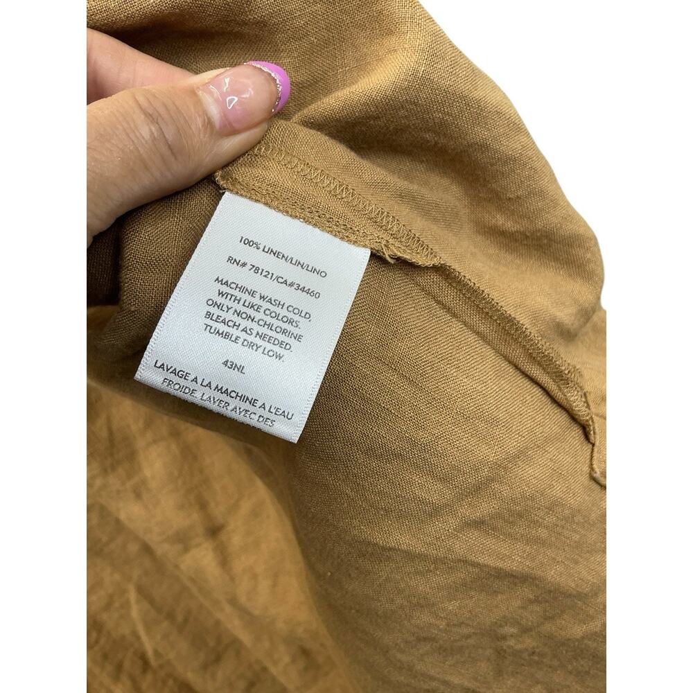 Eileen Fisher Sandalwood 100% Linen Long Hooded Jacket Size Large - Picture 12 of 14